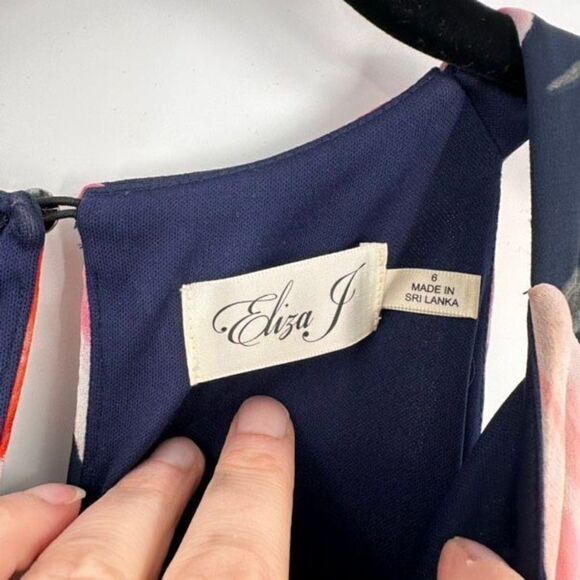 Eliza J Womens Floral Lined Chiffon Cold Shoulder‎ Shift Dress Black Pink Size 6 - Picture 3 of 14